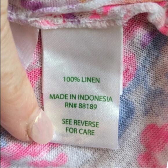 Lilly Pulitzer Inara Linen Top | Paradise Pink Bohemian Beach Starfish | Size M - Picture 7 of 7